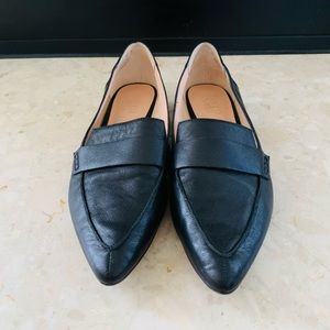 Franco Sarto black leather pointed toe loafer